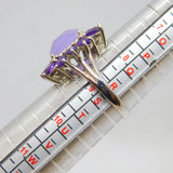 Sterling Silver Clean & Rough Cut Amethyst Dress Ring Vintage c1970 Size R 1/2