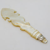 19th Century Carved Mother of Pearl Onate Handle Antique c1840s