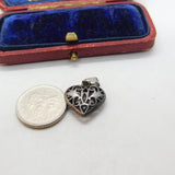 Sterling Silver Cut-Out Bubble Heart Charm Pendant Vintage c1970