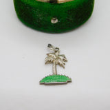 Sterling Silver Enamel Palm Tree Charm Pendant by TLM Antique c1920 Art Deco