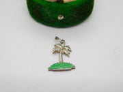 Sterling Silver Enamel Palm Tree Charm Pendant by TLM Antique c1920 Art Deco