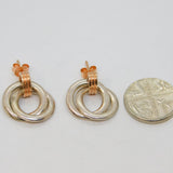 Pair of Sterling Silver & Gilt Entwined Circles Stud Earrings Contemporary c2000