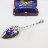 French .800 Grade Silver & Colourful Enamel Cannes Crest Spoon Antique