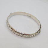 Sterling Silver Floral Pattern Hingled Bangle Bracelet Vintage 1959 Birmingham