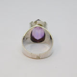 Sterling Silver Modernist Large Faceted Amethyst Dress Ring Vintage c1970 Size N