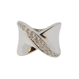 Sterling Silver Chunky Paste Set Crossover Dress Ring Vintage c1970 Size L