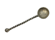 Australian Edward VII Sterling Silver Coin Mustard Spoon Antique 1910