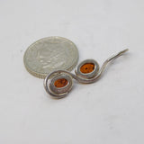 Sterling Silver Baltic Amber Double Drop Charm Pendant Vintage c1970s