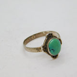 Sterling Silver Cabochon Turquoise Studio Band Ring Vintage c1970 Size P 1/2