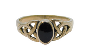 Sterling Silver Black Onyx Agate Celtic Pattern Dress Ring Vintage c1970 Size P