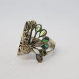 Sterling Silver & Abalone Set Studio Peacock Statement Ring Vintage