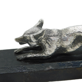 Cast Sterling Silver Running Fox Figurine or Trophy on Plinth Vintage London