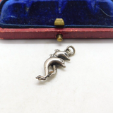 Sterling Silver Stylish Double Dolphin Charm Pendant Vintage c1970