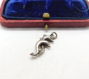 Sterling Silver Stylish Double Dolphin Charm Pendant Vintage c1970