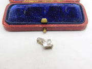 Sterling Silver Diamond Paste Drop Charm Pendant Vintage c1970