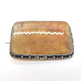 Victorian Sterling Silver Red Moss Agate Brooch Pin Antique c1880s