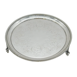 Victorian Sterling Silver Floral Pattern Salver Dish Antique 1863 London