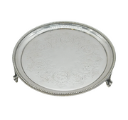 Victorian Sterling Silver Floral Pattern Salver Dish Antique 1863 London
