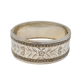 Victorian Aesthetic Movement Sterling Silver Floral Cuff Bangle Antique c1860s
