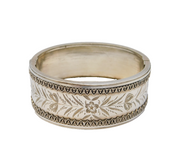 Victorian Aesthetic Movement Sterling Silver Floral Cuff Bangle Antique c1860s