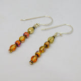 Pair of Sterling Silver Copper-Tone Glass Bead Drop Earrings Contemporary c2010
