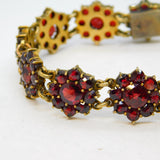 Austro-Hungarian Silver Gilt & Bohemian Garnet Floral Panel Bracelet Antique