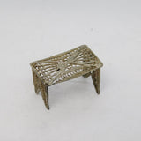 Early 20th Century Filigree Sterling Silver Bench or Stool Miniature Figurine