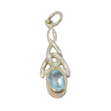 Sterling Silver Blue Topaz Celtix Style Drop Charm Pendant Vintage c1970