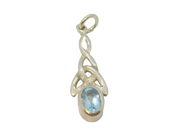 Sterling Silver Blue Topaz Celtix Style Drop Charm Pendant Vintage c1970