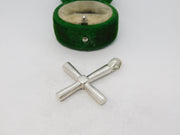Sterling Silver Modernist Cross Charm Pendant Vintage c1970