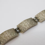 Sterling Silver Floral Pattern Panel Bracelet Antique 1946 London