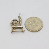 Sterling Silver Spinning Wheel Charm Pendant Vintage c1970s