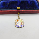 Sterling Silver and Enamel Castleton Travel Shield Charm Pendant Vintage c1970