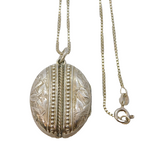 Victorian Sterling Silver Floral Pattern Locket Necklace Antique 1880 Birmingham