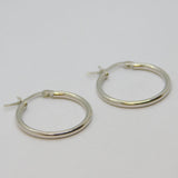 Pair of Sterling Silver Round Hoop Huggy Earrings Contemporary c2000