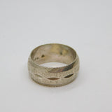 Sterling Silver Bevelled Edge Patterned Wedding Band Ring Vintage 1975 Size R