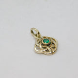 Sterling Silver Kit Heath Green Crystal Set Celtic Knot Pendant Vintage c1990s