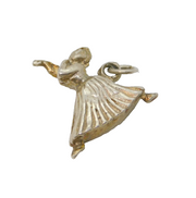 Sterling Silver Patterned Dancer Ballerina Charm Pendant Vintage c1970