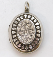 Victorian Aesthetic Movement Sterling Silver Floral Sweetheart Locket Antique