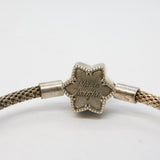 PANDORA Sterling Silver Honeycomb Form Star Set Bangle Bracelet Vintage
