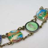 Sterling Silver & Colourful Enamel Bahamas Souvenir Bracelet Antique c1940