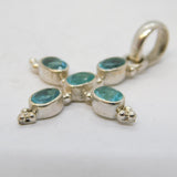 Sterling Silver & Blue Topaz Set Drop Pendant Vintage c1970s