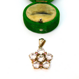 Sterling Silver Gilt Clear & Pink Crystal Set Flower Charm Pendant Vintage c1970