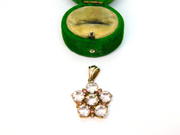 Sterling Silver Gilt Clear & Pink Crystal Set Flower Charm Pendant Vintage c1970