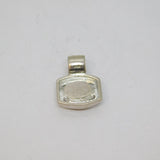 Sterling Silver Synthetic Pink Opal Squared Charm Pendant Modern c1990s