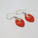 Pair of Sterling Silver Red Jasper Ellipse Studio Drop Earrings Vintage c1970
