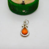 Sterling Silver Baltic Amber Drop Charm Pendant Vintage c1970