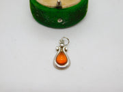 Sterling Silver Baltic Amber Drop Charm Pendant Vintage c1970