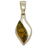 Sterling Silver Baltic Amber Curvy Ellipse Contemporary Pendant Modern c1990s