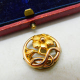 Art Nouveau Victorian Rolled Gold Floral Clip On Brooch Antique c1890